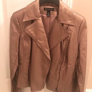INC faux leather rose gold motorcycle jacket XS
